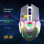 ZERODATE T30 2.4GHz 2400DPI Three-speed Adjustable RGB Backlight Wireless Optical Mouse(Grey)