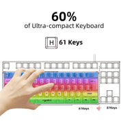 HXSJ V700T 61-key Wired Membrane RGB Backlit Mechanical Keyboard (Transparent)