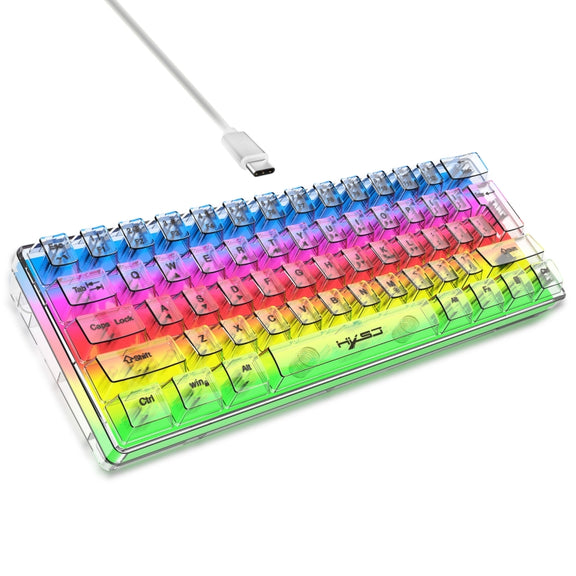 HXSJ V700T 61-key Wired Membrane RGB Backlit Mechanical Keyboard (Transparent)