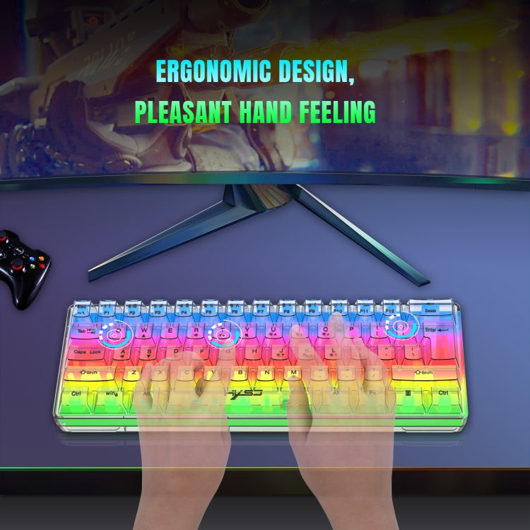HXSJ V700T 61-key Wired Membrane RGB Backlit Mechanical Keyboard (Transparent)