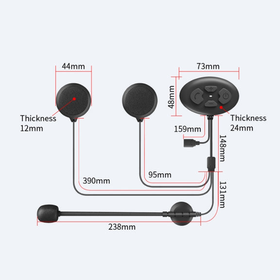 Dier DK12 800m Helmet Wireless Bluetooth Headset 5.0 Water-resistant Double Motorcycle Call Headset With Intercom Function