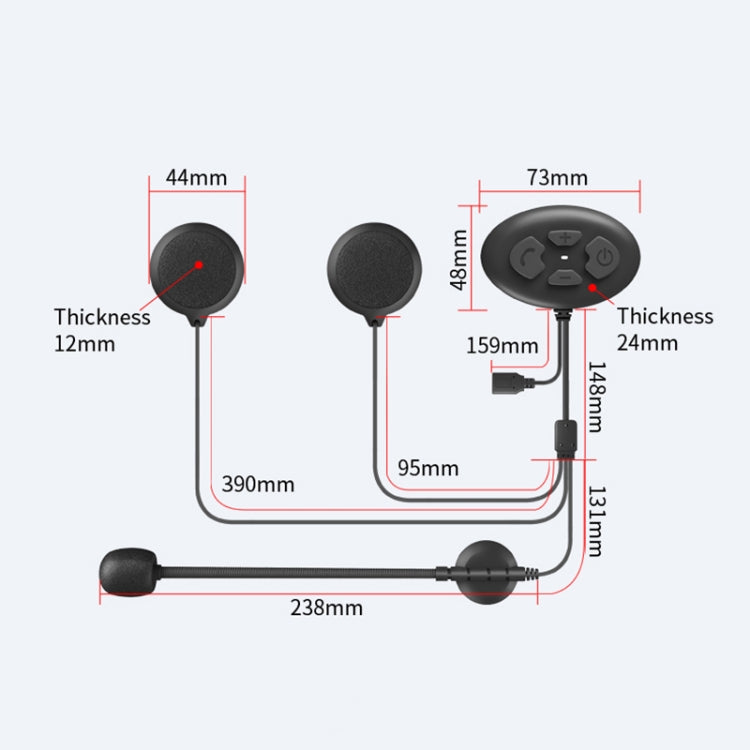 Dier DK12 800m Helmet Wireless Bluetooth Headset 5.0 Water-resistant Double Motorcycle Call Headset With Intercom Function