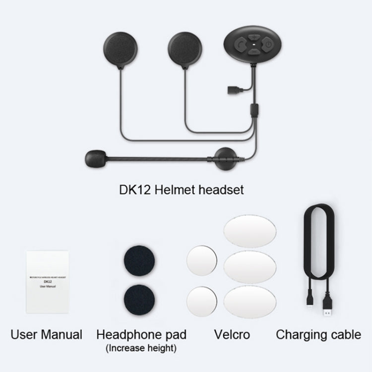 Dier DK12 800m Helmet Wireless Bluetooth Headset 5.0 Water-resistant Double Motorcycle Call Headset With Intercom Function