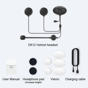Dier DK12 800m Helmet Wireless Bluetooth Headset 5.0 Water-resistant Double Motorcycle Call Headset With Intercom Function
