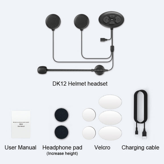 Dier DK12 800m Helmet Wireless Bluetooth Headset 5.0 Water-resistant Double Motorcycle Call Headset With Intercom Function