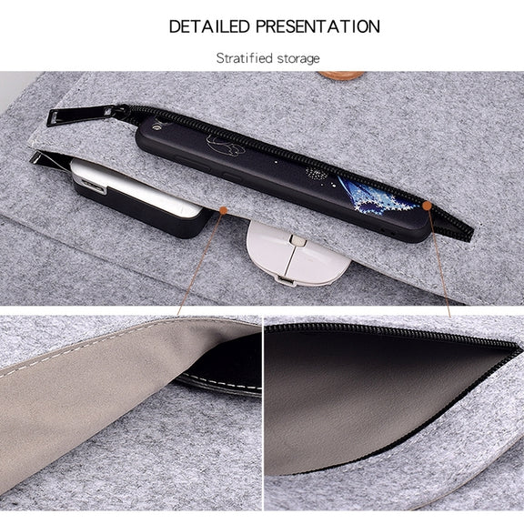 ND06 Multi-purpose Felt Button Laptop Inner Bag for 12.5 inch Laptop(Grey)