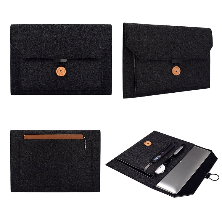 ND06 Multi-purpose Felt Button Laptop Inner Bag for 15.4 inch Laptop(Black)