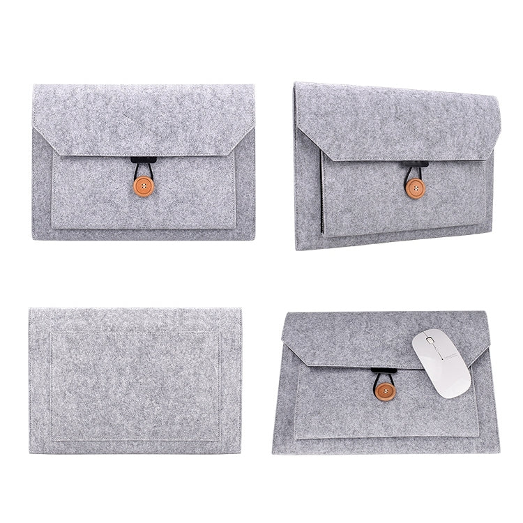 ND06 Multi-purpose Felt Button Laptop Inner Bag for 15.4 inch Laptop(Grey)
