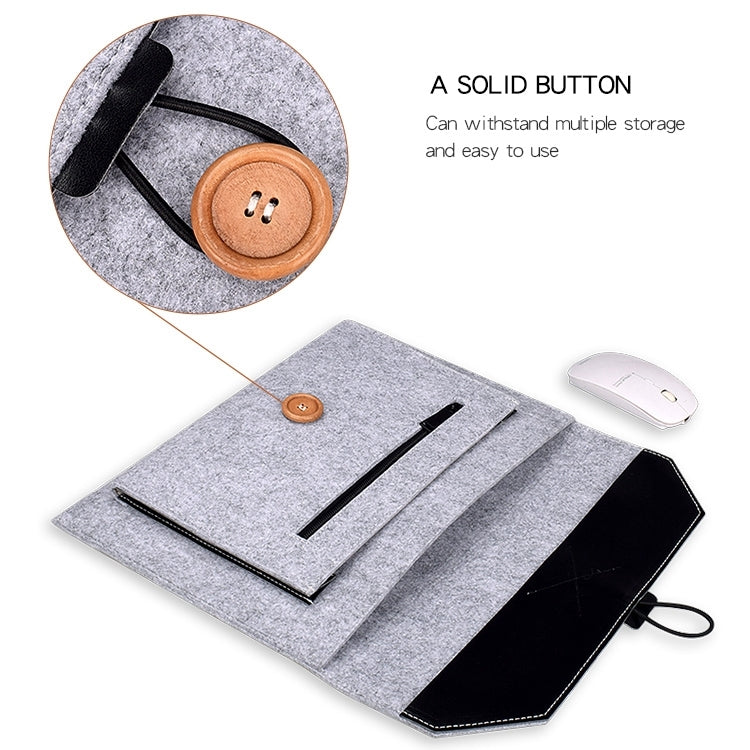 ND06 Multi-purpose Felt Button Laptop Inner Bag for 15.4 inch Laptop(Grey)