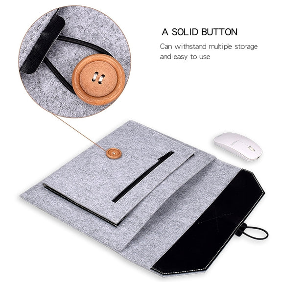 ND06 Multi-purpose Felt Button Laptop Inner Bag for 15.4 inch Laptop(Grey)