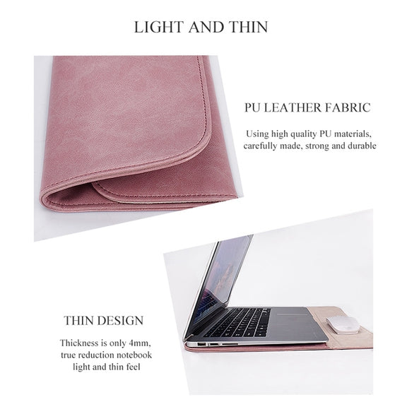 PU01S PU Leather Horizontal Invisible Magnetic Buckle Laptop Inner Bag for 13.3 inch laptops (Grey)