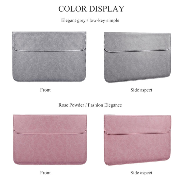 PU01S PU Leather Horizontal Invisible Magnetic Buckle Laptop Inner Bag for 13.3 inch laptops (Grey)