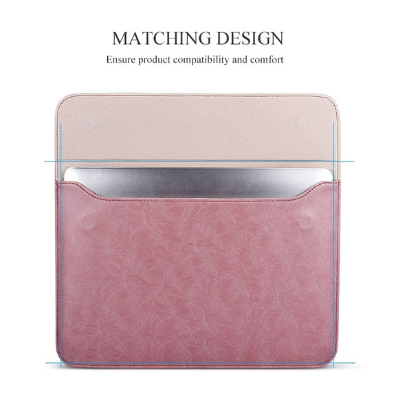 PU01S PU Leather Horizontal Invisible Magnetic Buckle Laptop Inner Bag for 13.3 inch laptops (Grey)