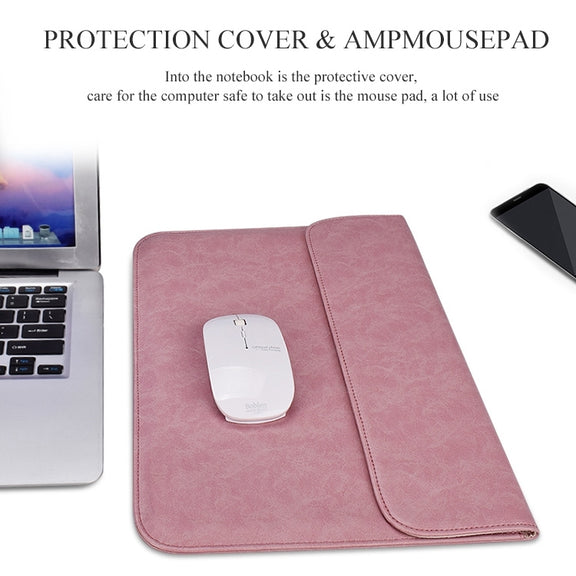 PU01S PU Leather Horizontal Invisible Magnetic Buckle Laptop Inner Bag for 13.3 inch laptops (Grey)