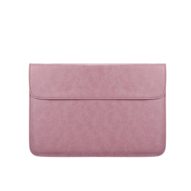PU01S PU Leather Horizontal Invisible Magnetic Buckle Laptop Inner Bag for 14.1 inch laptops (Pink)