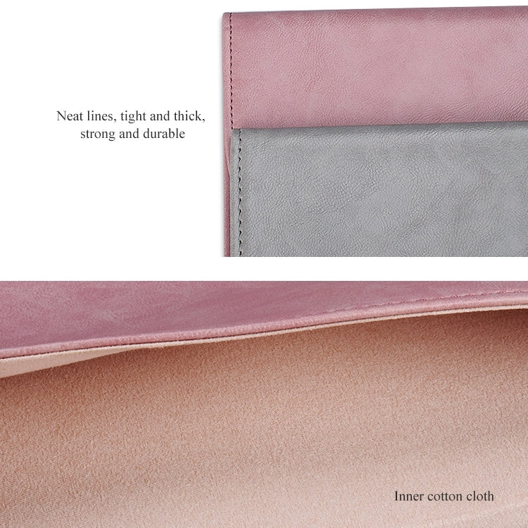 PU01S PU Leather Horizontal Invisible Magnetic Buckle Laptop Inner Bag for 14.1 inch laptops (Grey)