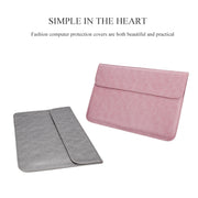 PU01S PU Leather Horizontal Invisible Magnetic Buckle Laptop Inner Bag for 15.4 inch laptops (Grey)
