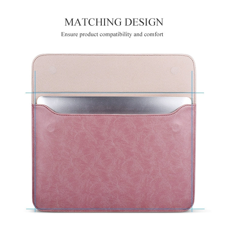 PU01S PU Leather Horizontal Invisible Magnetic Buckle Laptop Inner Bag for 15.4 inch laptops (Grey)