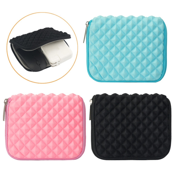 Diamond Texture Laptop Power Bag, Size: 16 x 13 x 1.5cm (Mint Green)