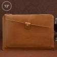 Universal Genuine Leather Business Zipper Laptop Tablet Bag For 13 inch and Below(Yellow) - 15 inch by PMC TechLife | Online Shopping South Africa | PMC TechLife | Buy Now Pay Later Mobicred