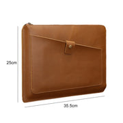 Universal Genuine Leather Business Zipper Laptop Tablet Bag For 13 inch and Below(Coffee)