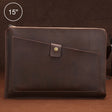 Universal Genuine Leather Business Zipper Laptop Tablet Bag For 15 inch and Below(Coffee) - 15 inch by PMC TechLife | Online Shopping South Africa | PMC TechLife | Buy Now Pay Later Mobicred