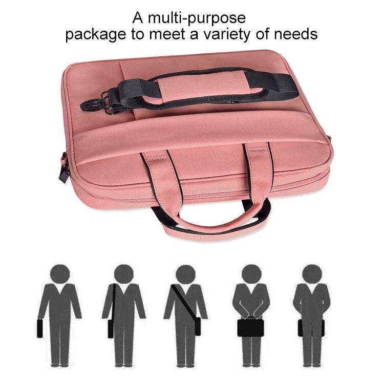 DJ03 Water-resistant Anti-scratch Anti-theft One-shoulder Handbag for 13.3 inch Laptops, with Suitcase Belt(Black)