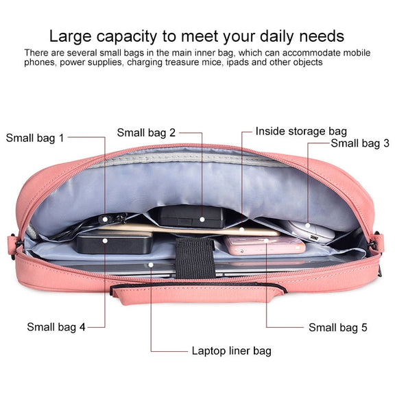 DJ03 Water-resistant Anti-scratch Anti-theft One-shoulder Handbag for 13.3 inch Laptops, with Suitcase Belt(Black)