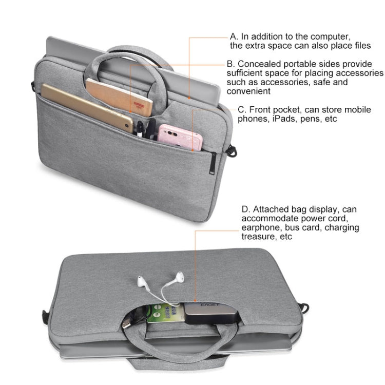 ST01S Water-resistant Oxford Cloth Hidden Portable Strap One-shoulder Handbag for 15.6 inch Laptops(Black)