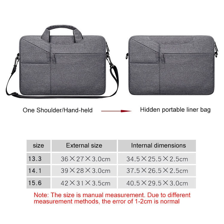 ST02S Water-resistant Tear Resistance Hidden Portable Strap One-shoulder Handbag for 15.6 inch Laptops, with Suitcase Belt(Light Grey)