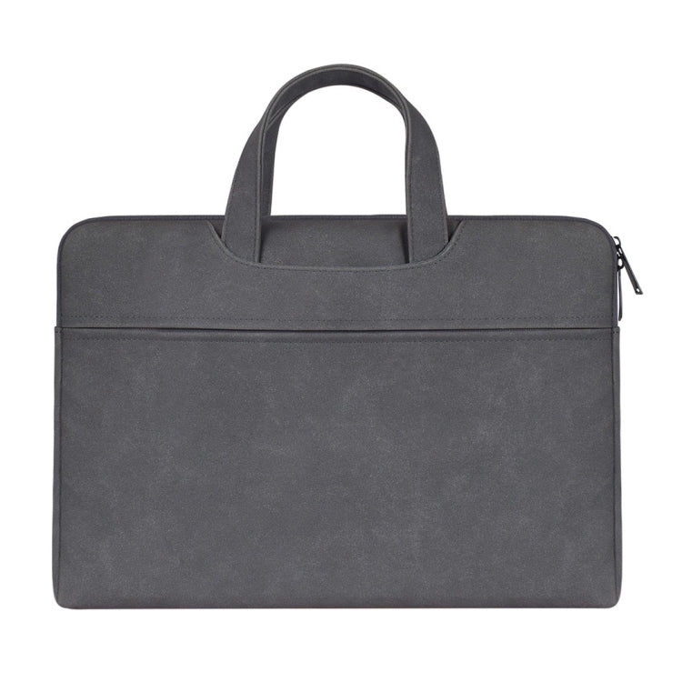 ST06 Water-resistant PU Leather Zipper Hidden Portable Strap One-shoulder Handbag for 13.3 inch Laptops, with Suitcase Belt(Dark Gray)