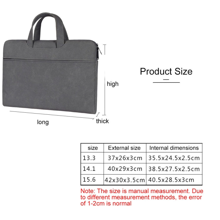 ST06 Water-resistant PU Leather Zipper Hidden Portable Strap One-shoulder Handbag for 13.3 inch Laptops, with Suitcase Belt(Dark Gray)