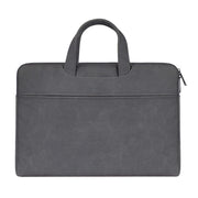 ST06 Water-resistant PU Leather Zipper Hidden Portable Strap One-shoulder Handbag for 13.3 inch Laptops, with Suitcase Belt(Dark Gray)