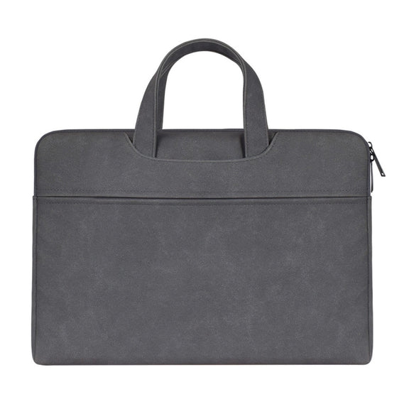 ST06 Water-resistant PU Leather Zipper Hidden Portable Strap One-shoulder Handbag for 13.3 inch Laptops, with Suitcase Belt(Dark Gray)