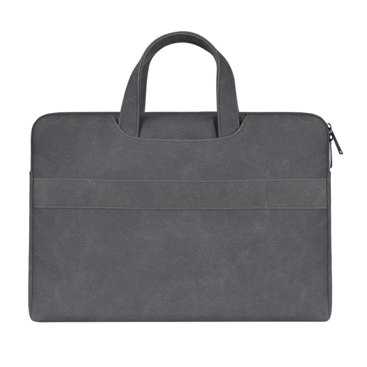 ST06 Water-resistant PU Leather Zipper Hidden Portable Strap One-shoulder Handbag for 13.3 inch Laptops, with Suitcase Belt(Dark Gray)