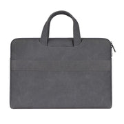 ST06 Water-resistant PU Leather Zipper Hidden Portable Strap One-shoulder Handbag for 13.3 inch Laptops, with Suitcase Belt(Dark Gray)