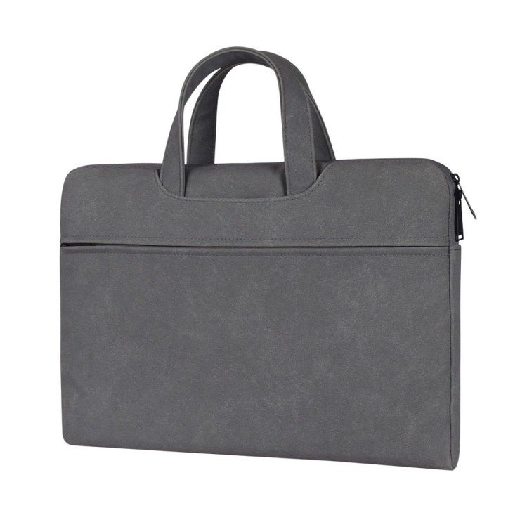 ST06 Water-resistant PU Leather Zipper Hidden Portable Strap One-shoulder Handbag for 13.3 inch Laptops, with Suitcase Belt(Dark Gray)