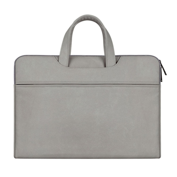 ST06 Water-resistant PU Leather Zipper Hidden Portable Strap One-shoulder Handbag for 13.3 inch Laptops, with Suitcase Belt(Light Grey)