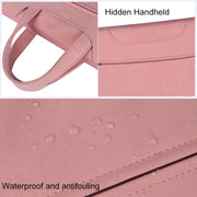 ST06 Water-resistant PU Leather Zipper Hidden Portable Strap One-shoulder Handbag for 13.3 inch Laptops, with Suitcase Belt(Light Grey)
