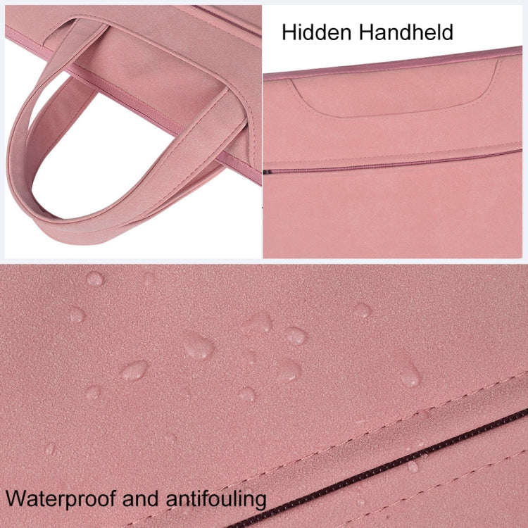ST06 Water-resistant PU Leather Zipper Hidden Portable Strap One-shoulder Handbag for 13.3 inch Laptops, with Suitcase Belt(Light Grey)