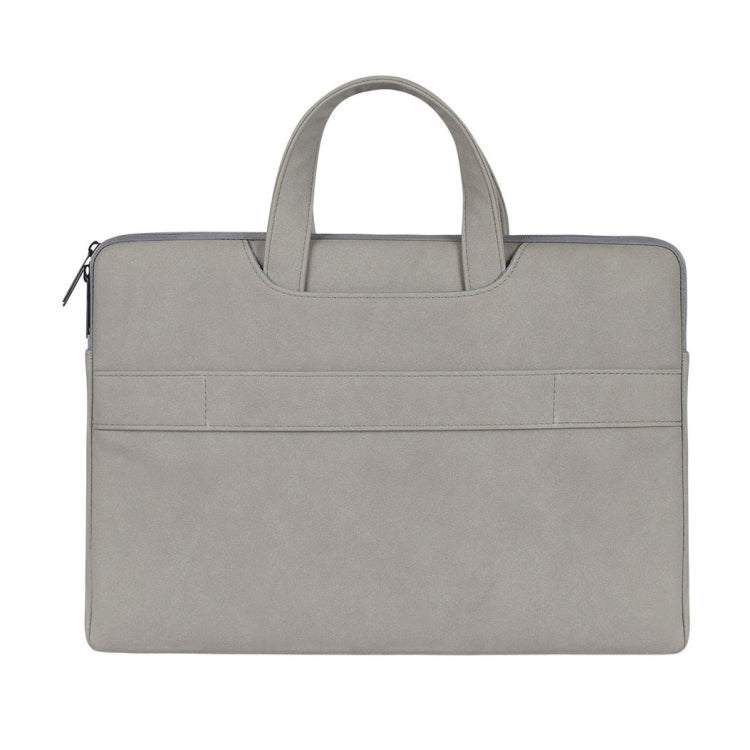 ST06 Water-resistant PU Leather Zipper Hidden Portable Strap One-shoulder Handbag for 13.3 inch Laptops, with Suitcase Belt(Light Grey)