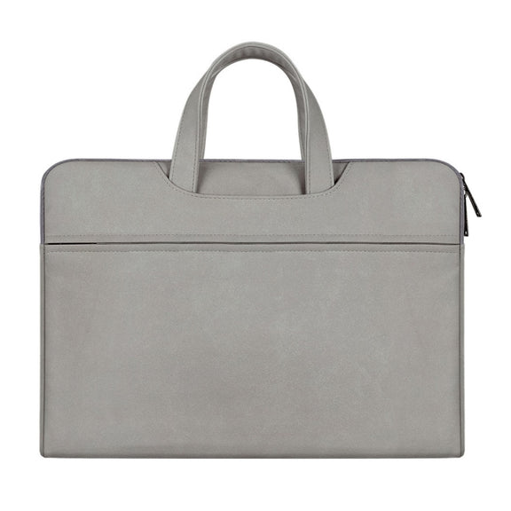 ST06 Water-resistant PU Leather Zipper Hidden Portable Strap One-shoulder Handbag for 13.3 inch Laptops, with Suitcase Belt(Light Grey)