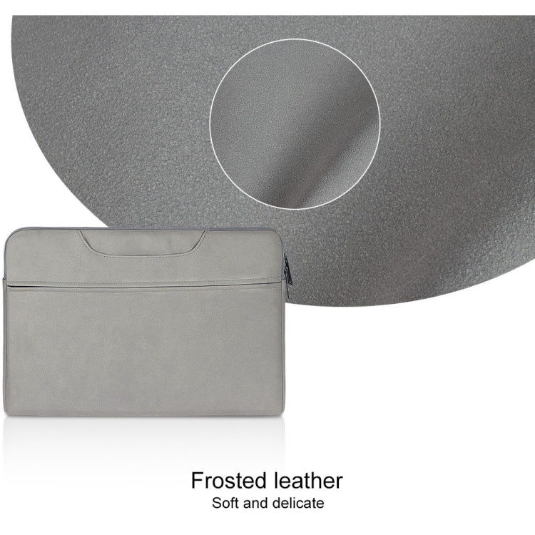ST06 Water-resistant PU Leather Zipper Hidden Portable Strap One-shoulder Handbag for 13.3 inch Laptops, with Suitcase Belt(Light Grey)