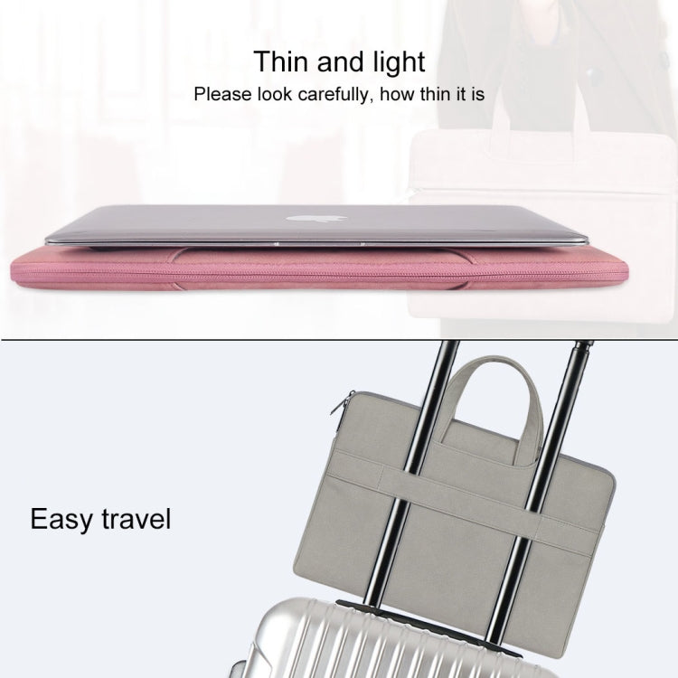 ST06 Water-resistant PU Leather Zipper Hidden Portable Strap One-shoulder Handbag for 13.3 inch Laptops, with Suitcase Belt(Light Grey)