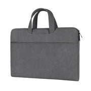 ST06 Water-resistant PU Leather Zipper Hidden Portable Strap One-shoulder Handbag for 14.1 inch Laptops, with Suitcase Belt (Dark Gray)