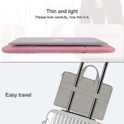 ST06 Water-resistant PU Leather Zipper Hidden Portable Strap One-shoulder Handbag for 14.1 inch Laptops, with Suitcase Belt (Light Grey)