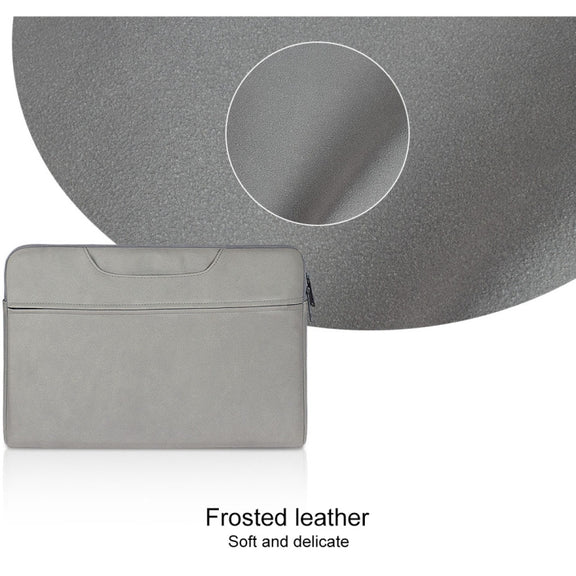 ST06 Water-resistant PU Leather Zipper Hidden Portable Strap One-shoulder Handbag for 15.6 inch Laptops, with Suitcase Belt (Light Grey)