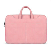 ST06S Water-resistant PU Leather Zipper Hidden Portable Strap One-shoulder Handbag for 13.3 inch Laptops, with Magic Stick & Suitcase Belt (Pink)