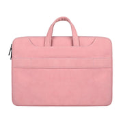 ST06S Water-resistant PU Leather Zipper Hidden Portable Strap One-shoulder Handbag for 13.3 inch Laptops, with Magic Stick & Suitcase Belt (Pink)