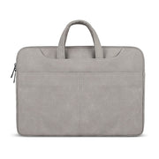 ST06S Water-resistant PU Leather Zipper Hidden Portable Strap One-shoulder Handbag for 13.3 inch Laptops, with Magic Stick & Suitcase Belt (Light Grey)